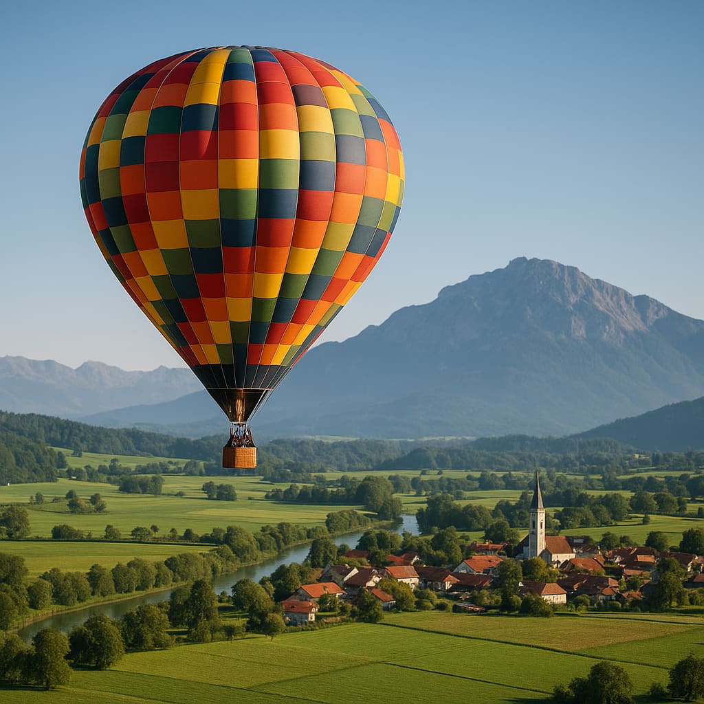 Balloon over Salzburg countryside
